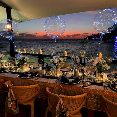 Image of 12pc LED Light up Party Balloons with Batteries, 22 inch Big Size Clear Bobo Balloons for Helium or Air