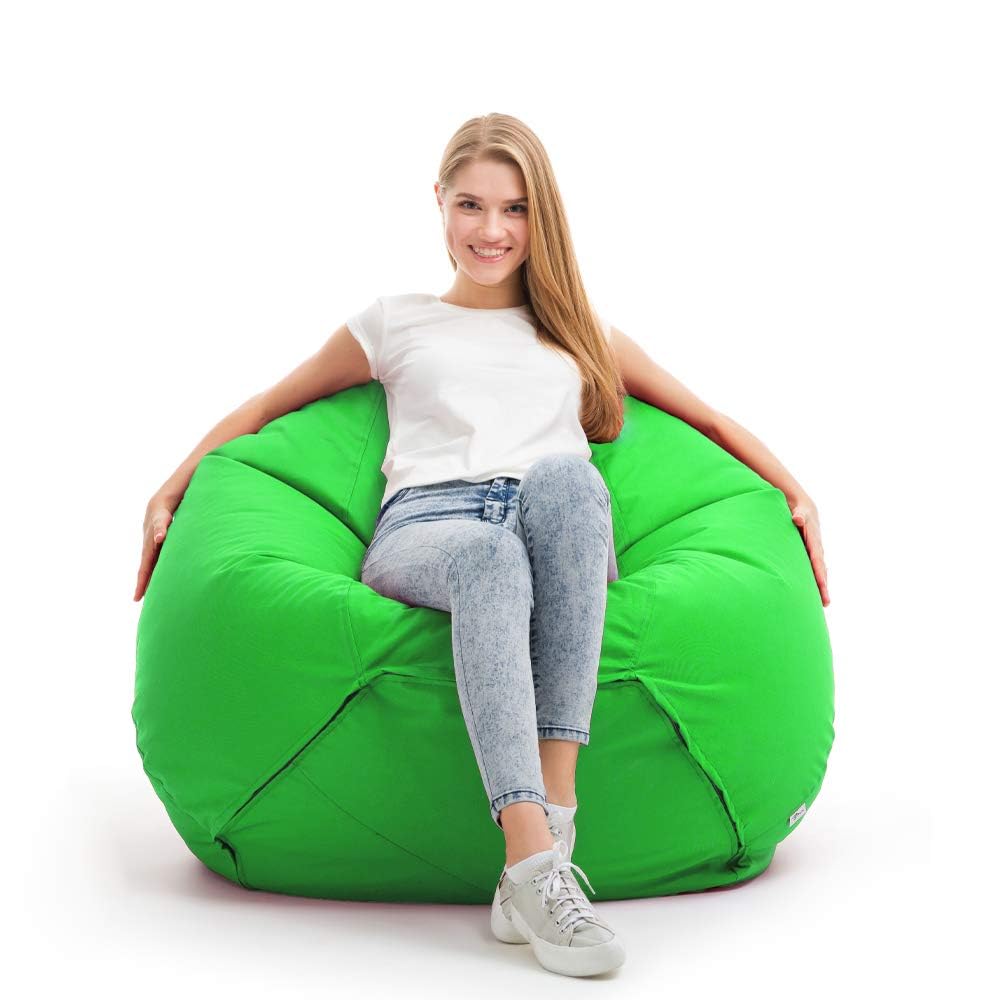 Bruni Classico L Verde – Pouf Sacco XXL, Bean Bag a forma di goccia, fodera lavabile, puff per adulti