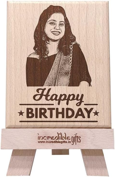 Personalized Wooden Engraved Birthday Frame With Picture (5x4 Inches, Wood), Tabletop Rectangular