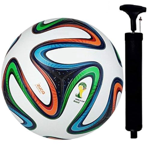 Image of Size 5 Football with Pump & Pin | PVC Leather Training Soccer Ball for Ground, Turf & Street Play | High Grip & Air Retention for Kids, Youth & Adults