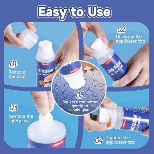 Lemeitu Puzzlekleber 2er-Pack (2 x 120 ml) – Schnelltrocknend & glasklar für 1000-3000 Teile | PVA-Kleber wasserbasiert & geruchsfrei… – Ansicht 4