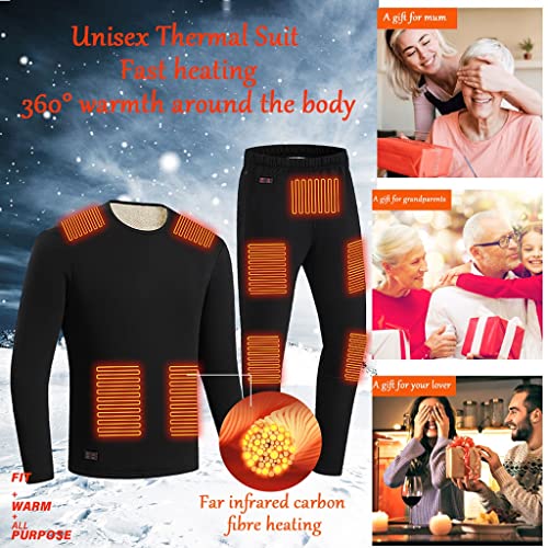 18 Zone Electric Heating Underwear Suit, Usb Long Men's Travel Heated Pants And Top 3 Heating Levels (Color : A, Size : Large) #TOP1
