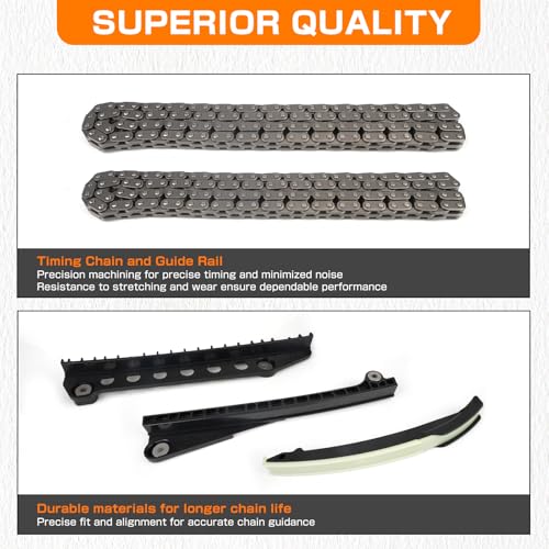 Image of 5.4L Timing Chain Kit Cam Phaser Camshaft Drive Phaser Repair Kit Compatible With Ford Expedition F-150 F-250 F-350 Super Duty Lincoln Mark LT Navigator 3V 24 Valve 2004-2013 Replace 3R2Z-6A257-DA