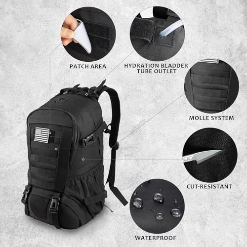 Jueachy Tactical Backpack for Men Hiking Day Pack Molle Military Rucksack Waterproof 30L EDC Bag with USA Flag Patch - Image 5
