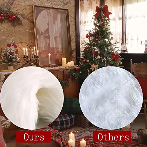 Christmas-Tree-Skirt-60-inches-Snow-White-Tree-Skirt-Decoration-for-Xmas-Faux-Rabbit-Fur Christmas Tree Skirt 60 inches Snow White Tree Skirt Decoration for Xmas Faux Rabbit Fur
