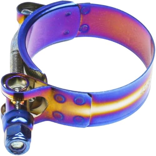 Miniatura 44 de Kyostar Abrazadera de manguera con perno en T de 2.5 pulgadas, ajustable, acero inoxidable, color azul titanio, diámetro de abrazadera para 2.5