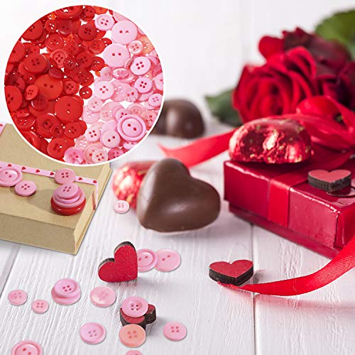 Tatuo 1000 Pieces Valentines Buttons Round Craft Resin Buttons Red Pink Buttons Bulk For Crafts Sewing Valentine's Day Decorations, 2 Holes And 4 Holes #TOP3