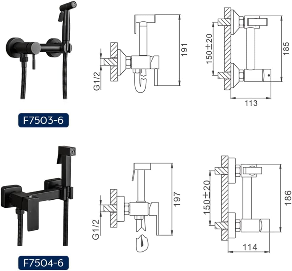 Toilet Bidet Kit - Matte Black Brass Handheld Bidet Sprayer - Hot and Cold Water Toilet Shower Head — view 6