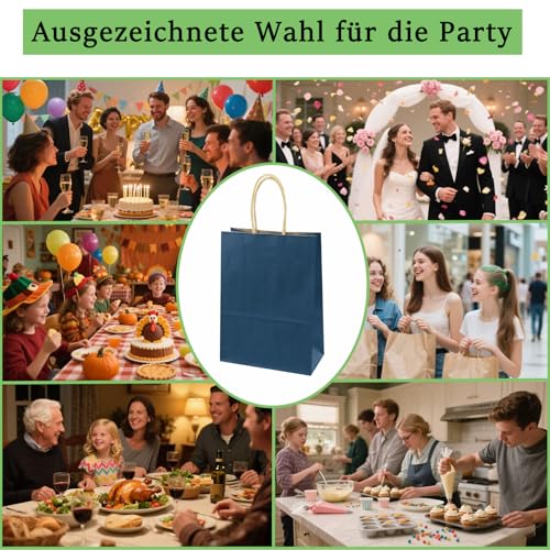 24stk Bunte Papiertüten mit Henkel - 21 x 15 x 8 cm, Bunte Kraftpapier Partytüten, 12 Farben kleine Geschenktüte, Geschenktüten, Kraftpapiertüte, DIY Adventskalender