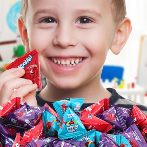 Individual Popping Candy Variety Pack - 80 Packets Halloween Candy Assorted Fruity Flavors (Tropical Punch, Cherry, Grape) Fizzy, Rock Candies for Parties, Gifts & Fun Treats
