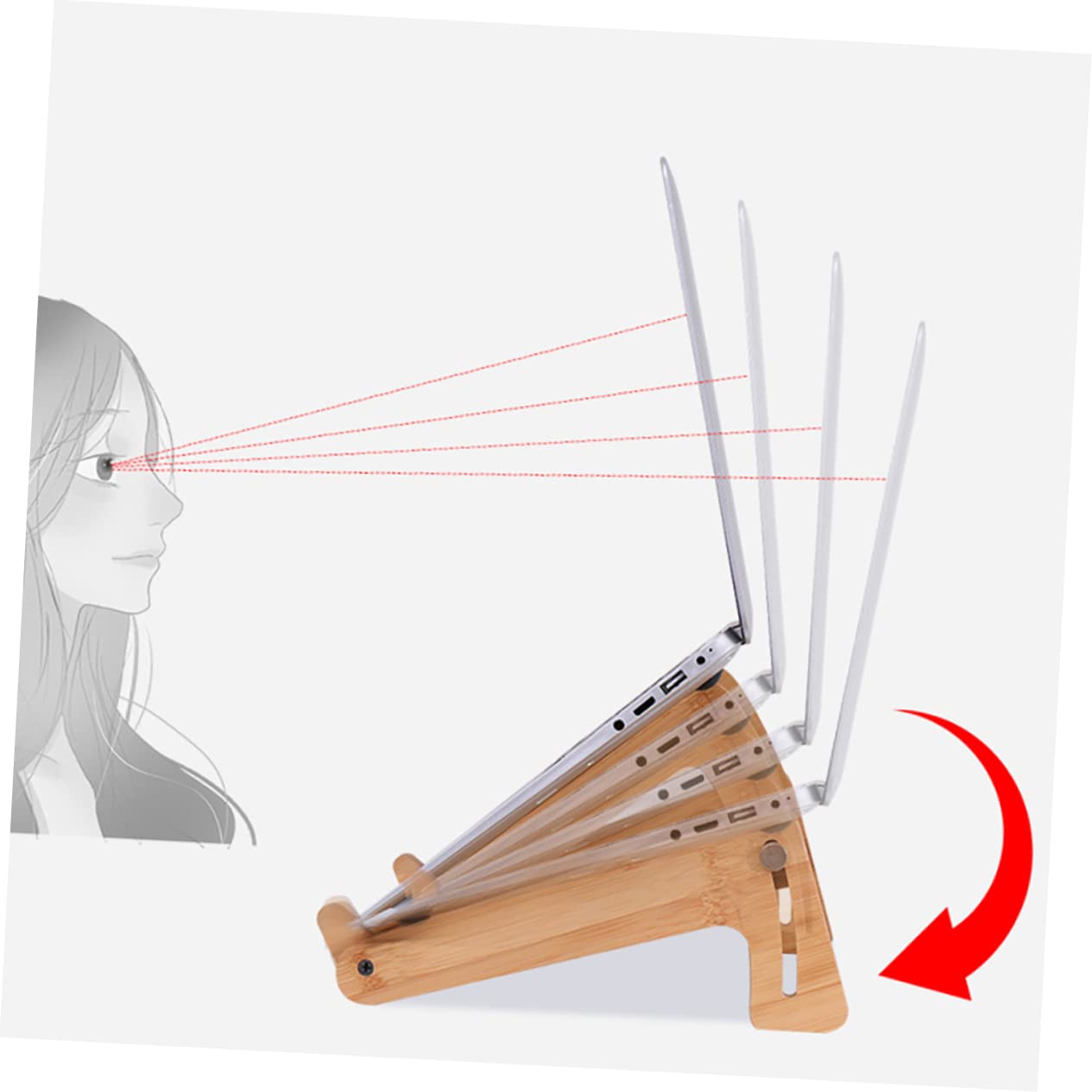 Hemobllo Supporto Portatile per Laptop Pieghevole e Smontabile in Phyllostachys Pubescens Design Elegante e Semplice, per Supportare la Schiena, per Scrivanie e Scaffali