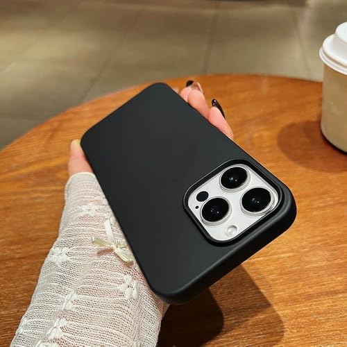 Coque silicone liquide pour iPhone 13 et 16 Pro Max finition mate premium noire
