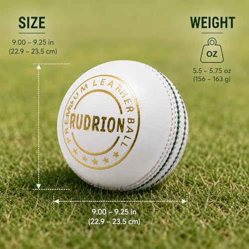 Image of Premium Leather Cricket Ball | Hand Stitched 4 Ply Leather Ball with Raised Seam for Swing & Bounce | Durable Match & Practice Ball for Club, Training & Professional Cricket (1, White)