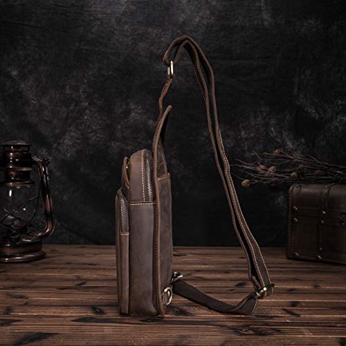 Le'aokuu Men Outdoor Casual Travel Cycling Tea Crossbody Chest Sling Bag Rig One Shoulder Strap Bag Backpack Men Leather3