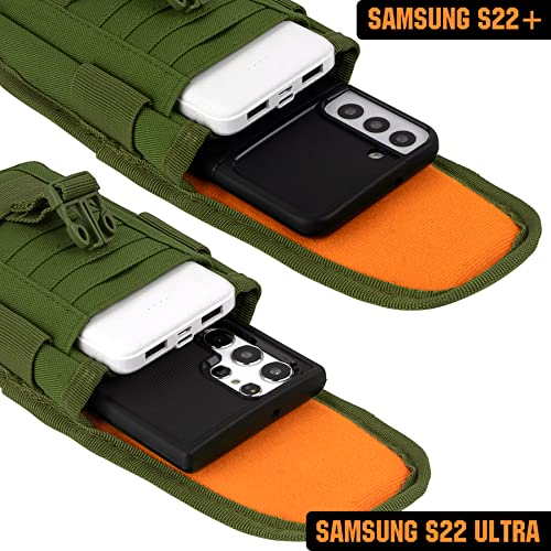 Ironseals Tactical Cell Phone Holster Pouch, Smartphone Pouch Case Molle Attachment Gadget Bag Belt Waist Bag For 4.7"-6.7" With Armor Case On With Us Flag Patch, D-Ring And Gear Clip #TOP1