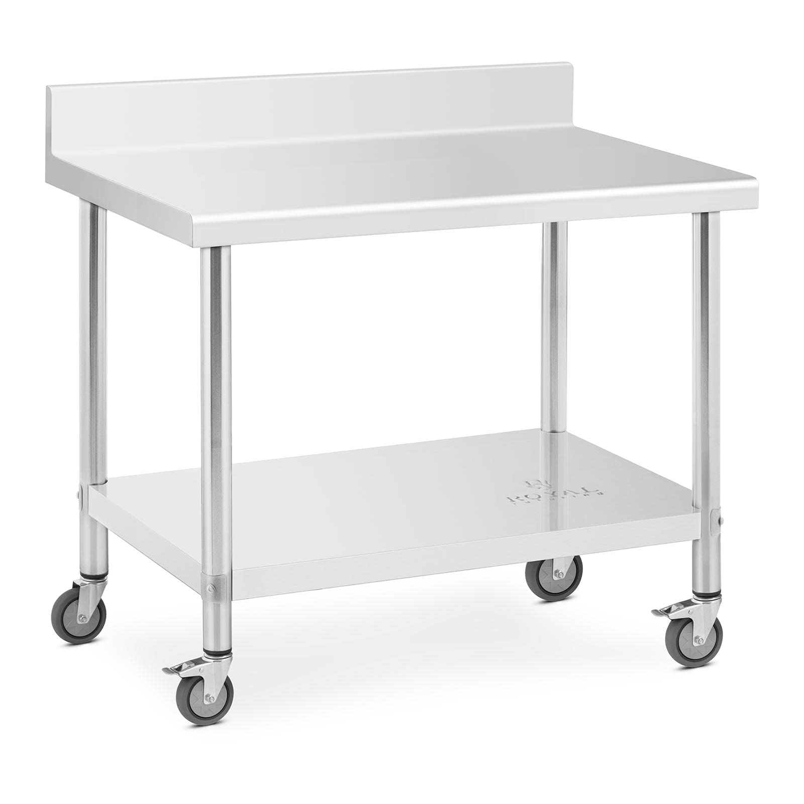 Royal Catering Tavolo da lavoro in acciaio INOX con ruote e alzata, 70 x 100 cm, portata 155 kg