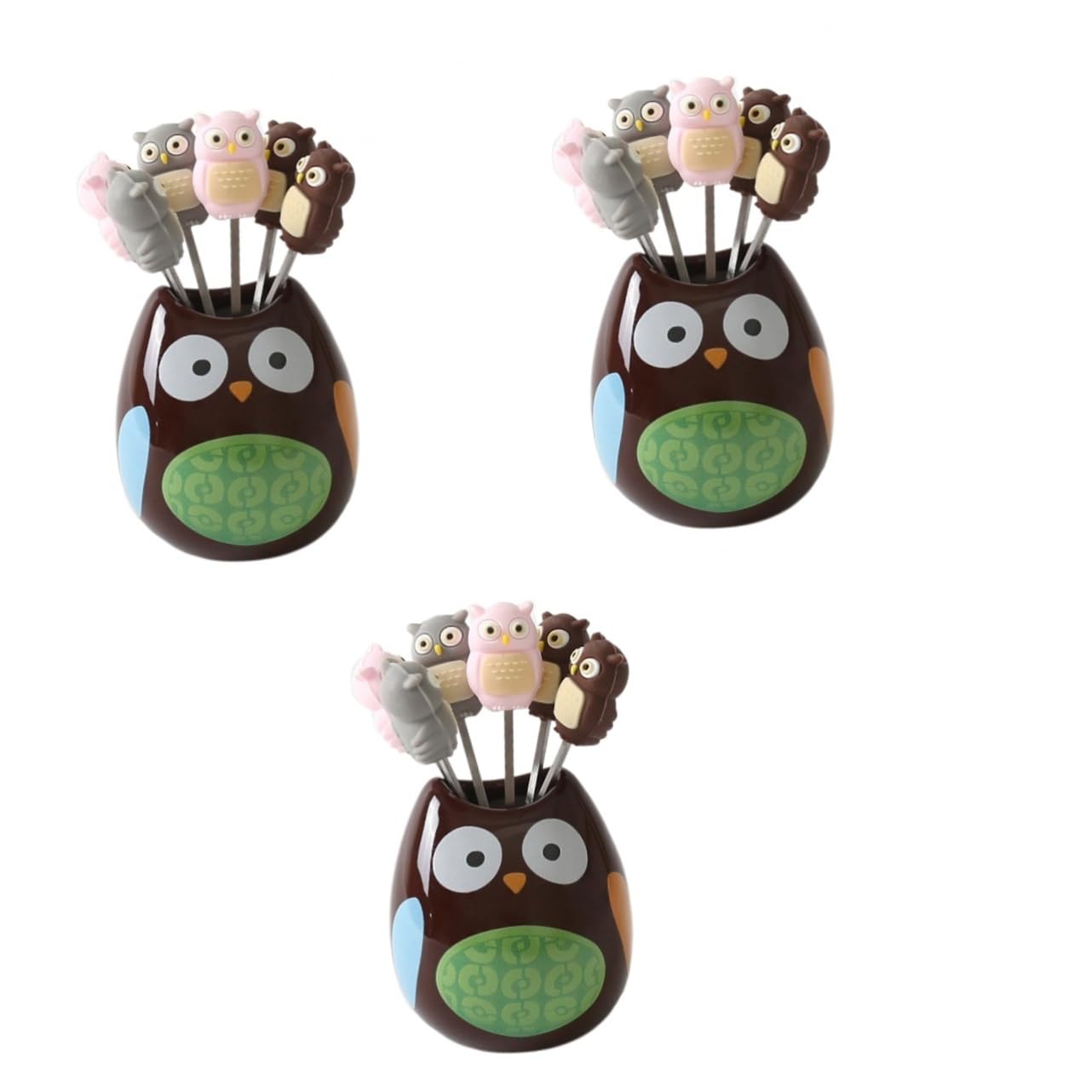 TOPBATHY 21piezas Tenedores De Acero Inoxidable Con Diseño De Búho De Frutas y Postres Para Niño Niña Incluye Soporte Para Tentempiés y Decoración De Hogar