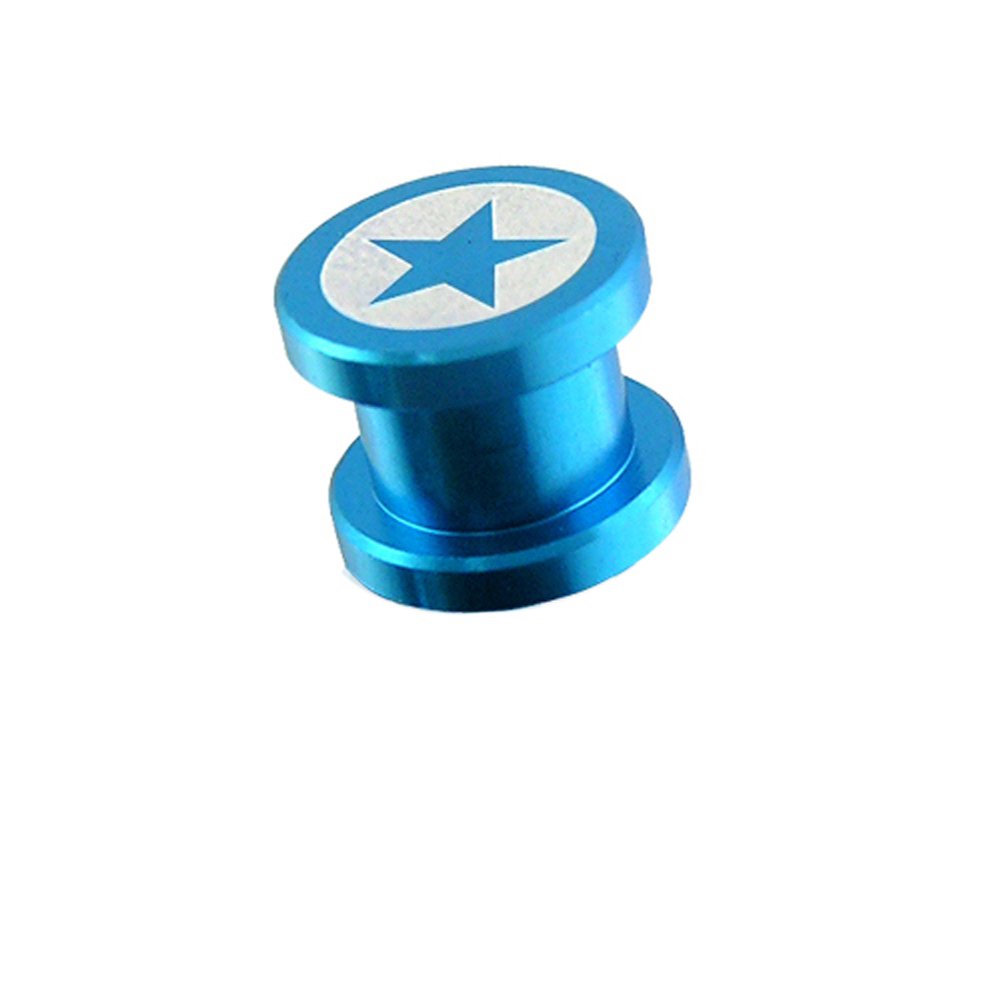 Double Side Star Logo on Light Blue Aluminum Internal Threaded Ear Flesh Tunnel - Sold by Piece