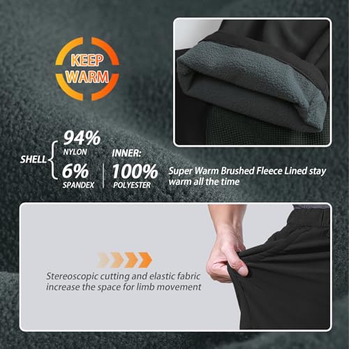 Waterproof Snow Pants for Kids Boys Girls, Winter Insulated Ski Trousers Fleece Lining, Elastic Waist Softshell Hiking Pants3