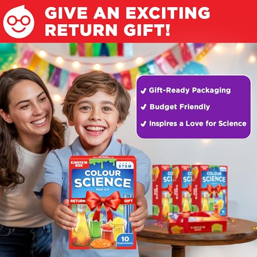 Image of Einstein Box Science Return Gift for Kids Age 6-12 Years DIY Colour Science Kit with 10 Fun Experiments