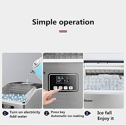XUMI Eiswürfelmaschine, 24 Eiswürfel LCD-Eismaschine 25 kg Gewerblicher Milch Teeladen Kleine Haushaltsbar Quadratische… – Bild 5