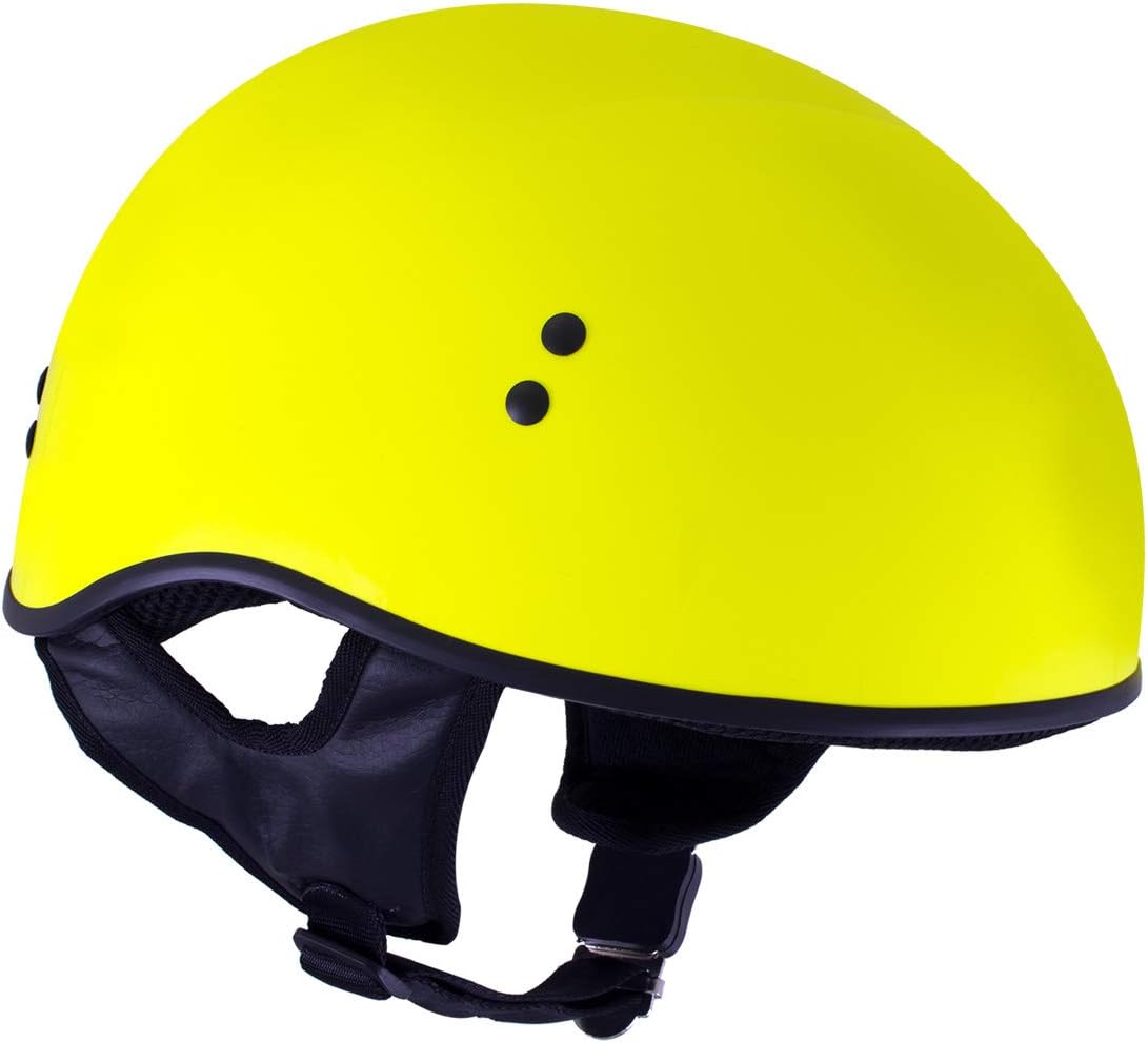 Milwaukee Helmets T68 The O.G. Hi-Vis Neon Yellow Motorcycle DOT Approved Skull Cap Half Helmet Biker