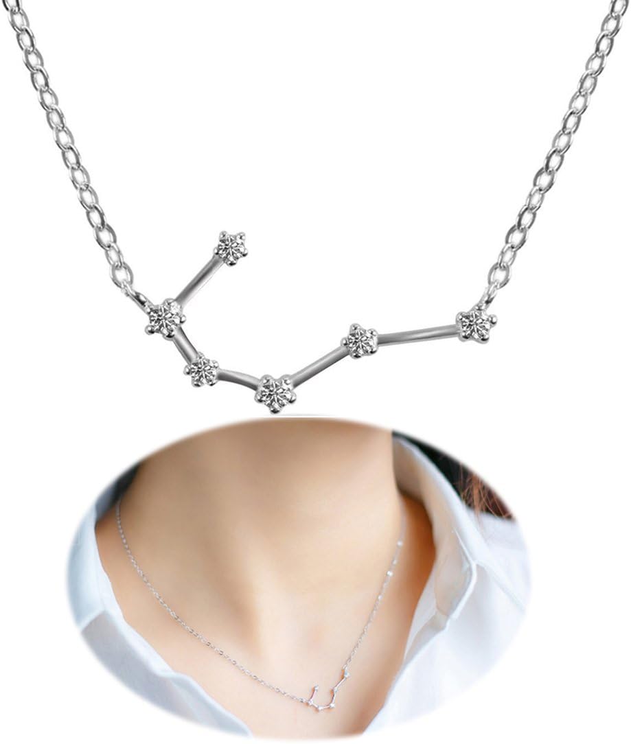 Horoscope Necklace Zodiac Pendant Constellation Charm Astrology Choker Collarbone Crystal Chain Jewelry Cancer
