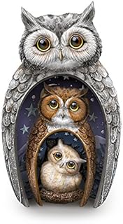 The Bradford Exchange Blake Jensen Eyes Of Wisdom Owls Set, A Trio Of Nesting Owl Figurines With Handcrafted Interior Artistry, Handpainted Details And Crystals Exclusively Available From