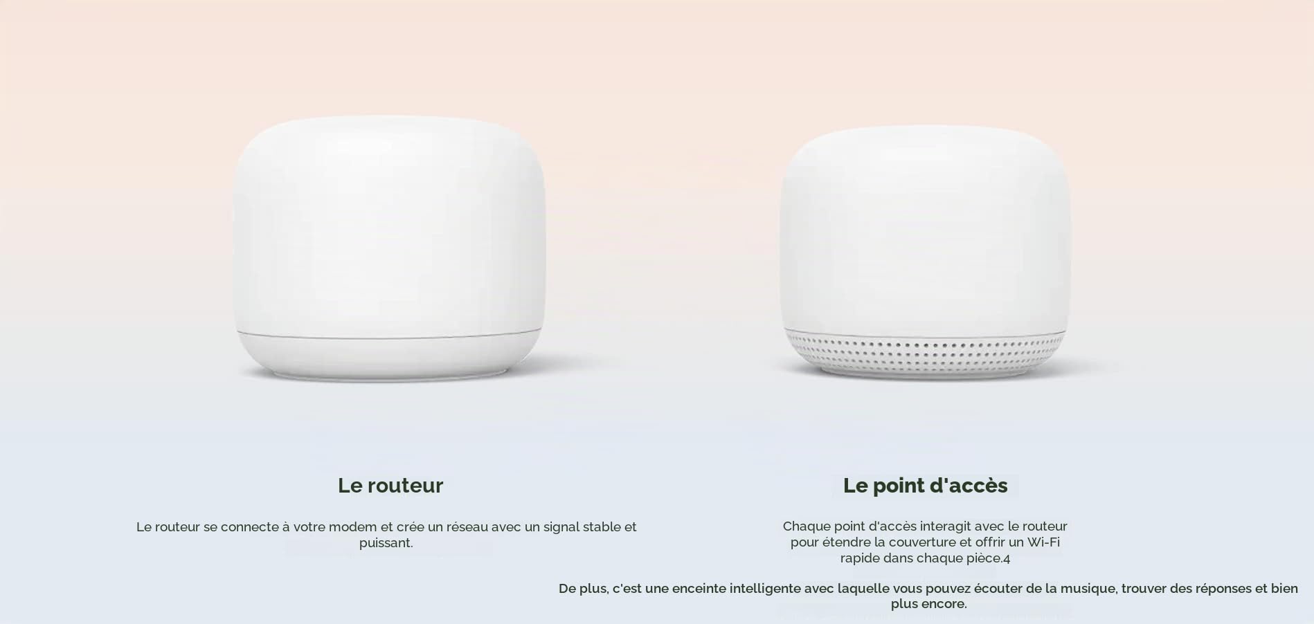 Google Nest WiFi, Router and Point 2-Pack routeur sans Fil Gigabit Ethernet Bi-Bande (2,4 GHz / 5 GHz) Blanc
