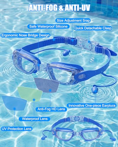 Image of Aegend Swim Goggles, Swimming Goggles No Leaking Full Protection Adult Men Women Youth