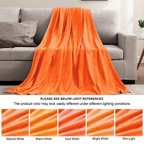 Image of BEDELITE Orange Throw Blanket for Couch & Bed, Luxury Plush Cozy Fleece Blanket 50 inch x 60 inch, Soft Lightweight Fall Throw Blanket for Home Furnishing