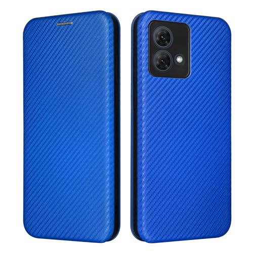 COQUE Motorola Moto G84 5G Case, Leather Flip Wallet Case with Card Slot, Carbon Fiber Leather TPU Case for Motorola Moto G84 5G-Blue - Image 3