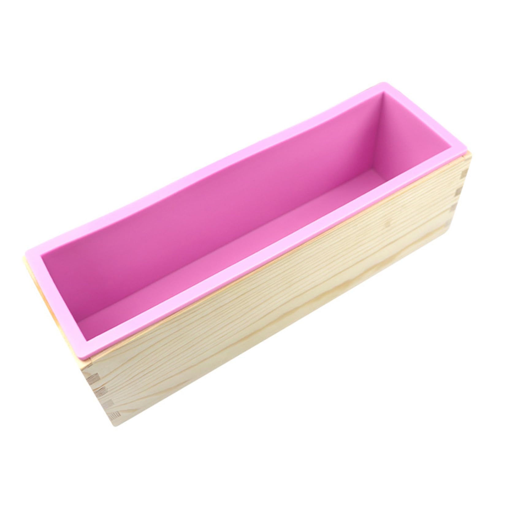 ULTECHNOVO Molde para Pan Casero Rectangular de Madera y Silicona Molde para Hornear Tostadas Antiadherente con Tapa Set 2 Piezas Rosa y Morado Utensilios Cocina para Repostería y