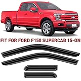 Voron Glass Tape-on Extra Durable Rain Guards for Trucks Ford F-150 2015-2022 SuperCab, Window...