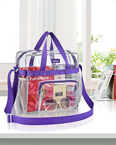 Image of MAY TREE Clear Bag Stadium Approved, Cold-Resistant, Lightweight and Waterproof, Transparent Tote Bag and Gym Clear Bag, See Through Tote Bag for Work, Sports Games and Concerts-12 x12 x6