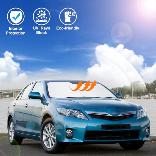 Image of Windshield Sun Shade Custom Fit for 2007 2008 2009 2010 2011 Toyota Camry Accessories Foldable Sunshade Sun Blocker Protect Car from Sun Rays & Heat Damage Keep Car Cooler