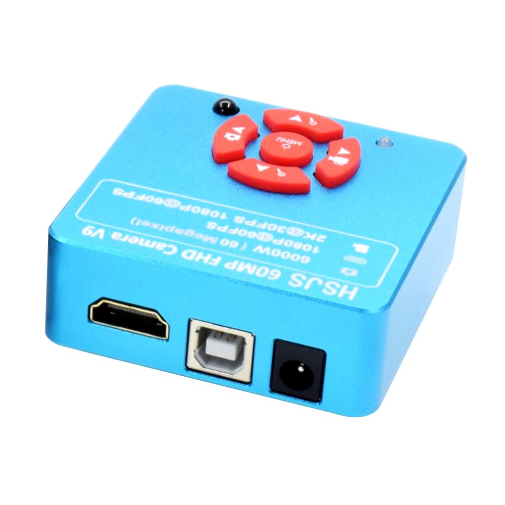 60MP 2K 1080P HDMI USB Videocamera per microscopio Digitale Elettronica Industriale e Obiettivo 120X C-Mount con Luce ad Anello Regolabile a 56 LED - Blu