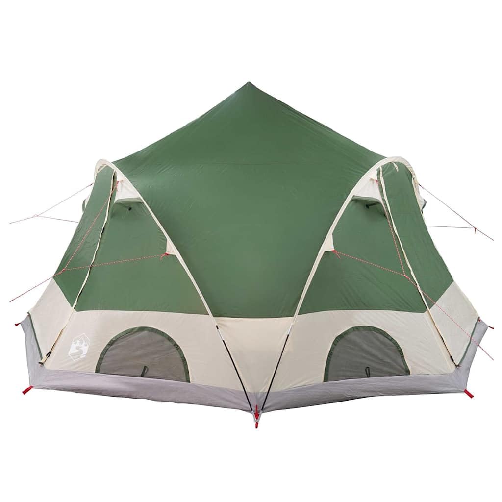 Dome Zelt für 4 Personen mit Dach Grün 505 x 450 x 248 cm, Familienzelt aus 185T Polyester mit PU-Beschichtung, stabilen Stahlstangen, Belüftungsfenster und E-Port, inklusive 12