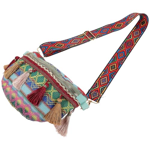 DEARMAMY 1 Pc bolsa de mensajero sling bag shoulder bag bolsosde fiesta bolsos vintage para mujer bolso pequeño con borlas cangurera bolsa de de estilo nacional poliéster Green