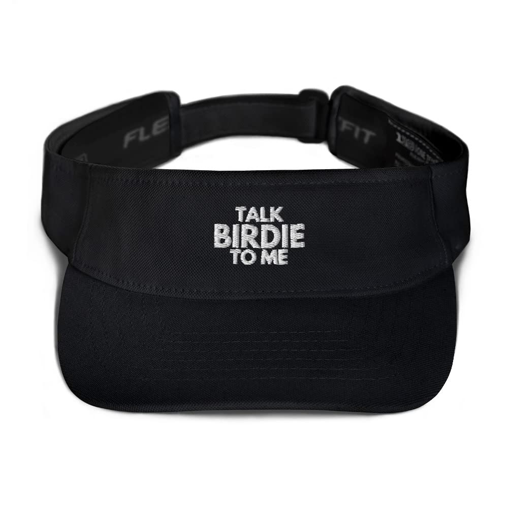 Talk Birdie to Me Hat Visor | Funny Golf Embroidered Sun Visor | Hat Gift for Golfers Black