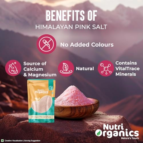 Image of NutriOrganics Himalayan Pink Salt - 1 Kg | Natural Dark Pink Sendha Namak | Rich In Minerals & Trace Nutrients | Unrefined & Additive-Free | Gourmet Grade Salt For Cooking & Seasoning