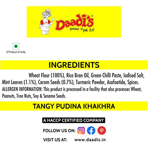 Image of Daadi's Golden Wheat Crisps Tangy Pudina Khakhra (Pack of 3)