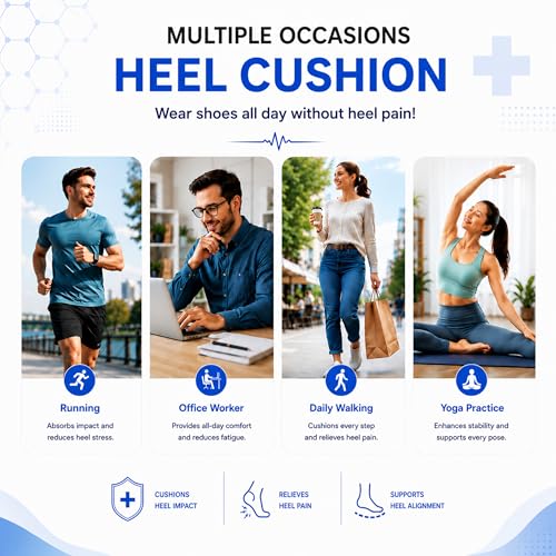 Image of in Relief, Soft Gel Heel Pads for Shoes, Shock Absorbing Heel Support, Reusable Shoe Inserts for Comfort, Pressure Reduction