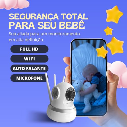 Câmera Babá Eletrônica 1080p Full HD Wifi 360 Ip Visão Noturna Microfone Áudio Bidirecional Seguranç