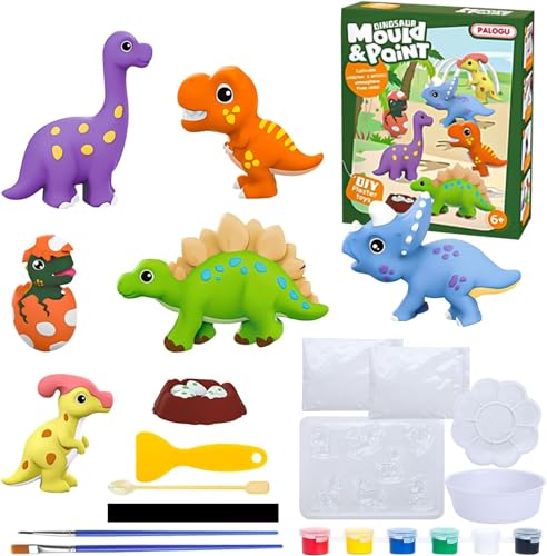 Image of SUPER TOY DIY Mould and Paint Craft kit, Paint Your Own Dinosaur Painting Kit Plaster Figurine Set with Pigments, Palette & Mold Art & Craft Set - Educational Toys for 3-12+ Year Old Boy & Girl