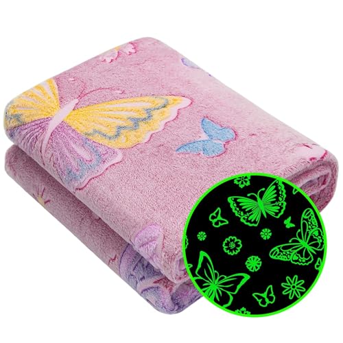 Image of Butterfly Gifts for Women Girls, Birthday Graduation Gifts for Girls Butterfly Blanket, Kids Toddler Glow in the Dark Blanket Soft, Cute Insect Throw Room Decor 40 inchx60 inch