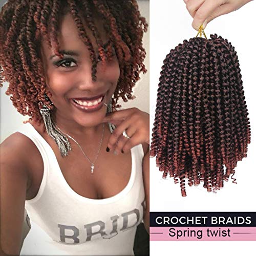 3 packs Spring Twist Crochet Braids Ombre Colors 8 inch Spring Twist Hair Jamaican Bounce Crochet Hair Jumbo Twist Braiding Hair Extensions (T350#)