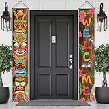 Hawaiian Luau Party Decorations Outdoor Tiki Totem Porch Sign Banner Hawaii Luau Tropical Birthday Party Decorations and Supplies for Home