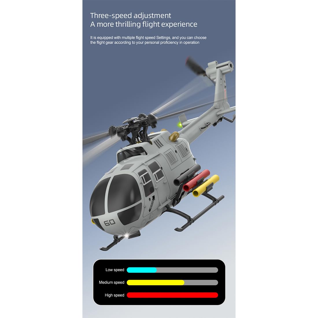 1/48 RC Hubschrauber, C186S BO105 Hubschrauber, 2.4GHz 6CH Flybarless Hubschraubermodell mit Optical Flow, Höhenhaltung, Brushless Motor & 6G Modus, Geschenk für Erwachsene, RTF