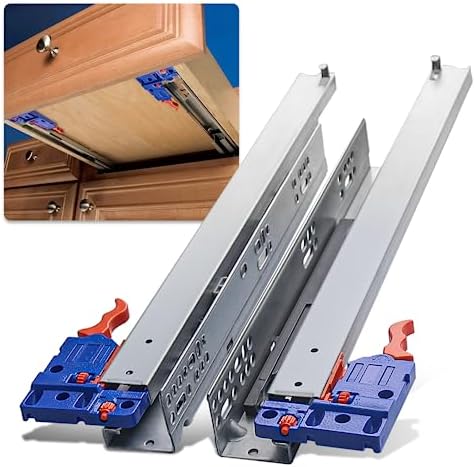 AOLISHENG Stainless Steel Drawer Runners Drawer Slides 600mm 45kg Load Capacity Heavy Duty Draw Sliders Full Extension Ball Bearing Kitchen Cabinet Replacement Draw Runners Side Mount 1 Pair